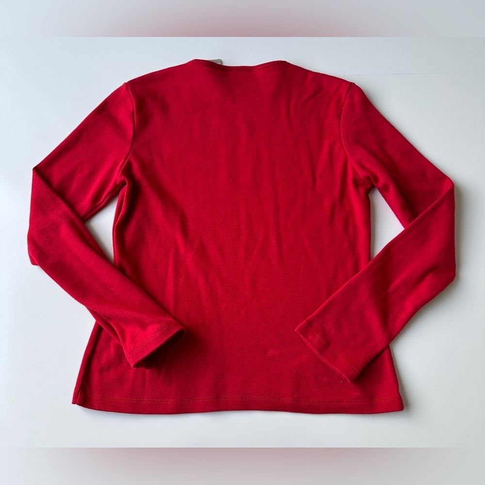 Fieldgear Bright Holiday Red Long Sleeve Christmas Tree T-Shirt Women’s Small - Picture 3 of 6